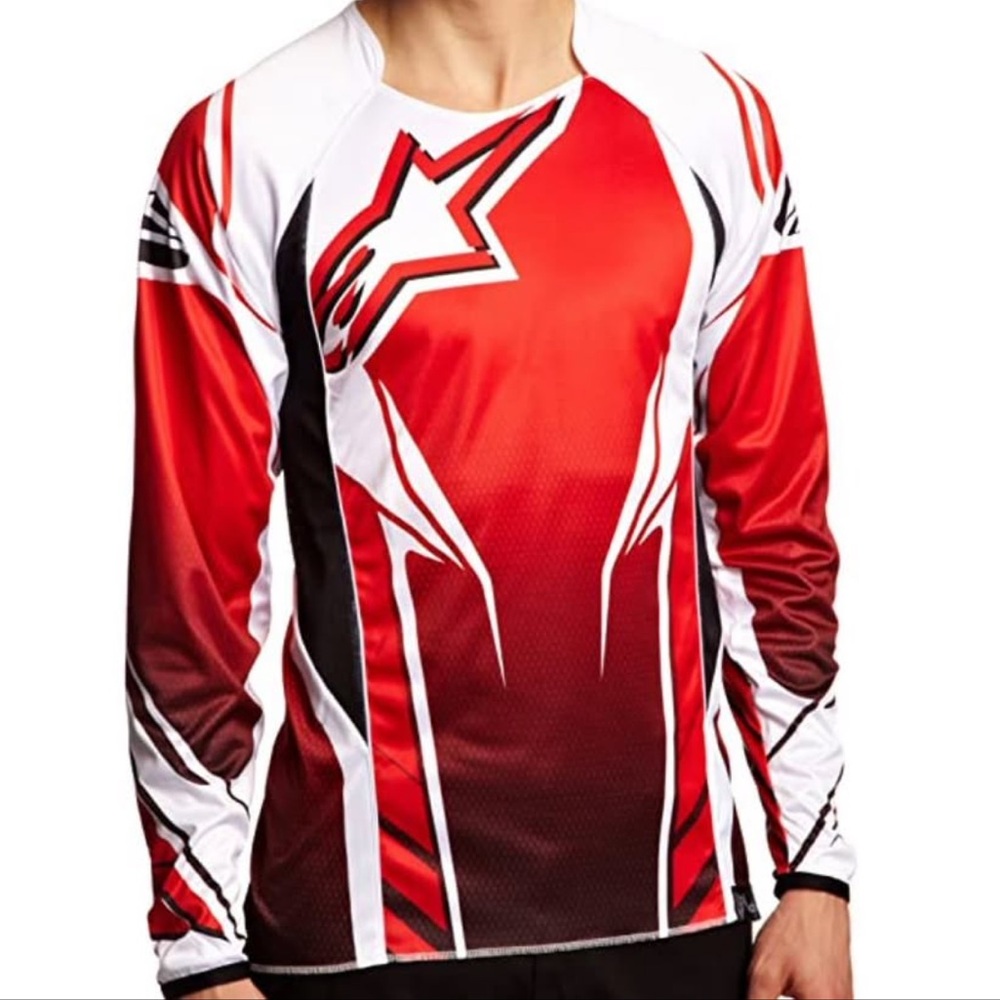 Alpinestars- Red and White Long Sleeve Bike Jersey